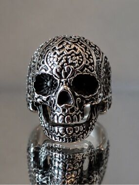 Sugar Skull Ring 316L Stainless Steel Gothic Biker Ring size 12